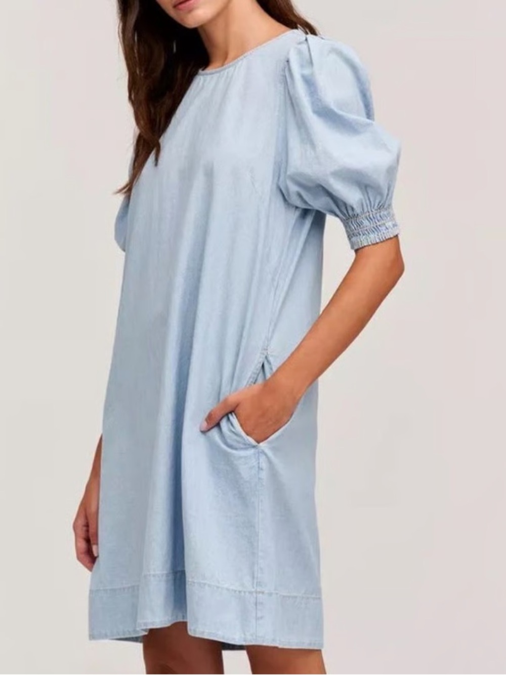 Velvet by Graham & Spencer Naomi Puff Sleeve Chambray Dress
